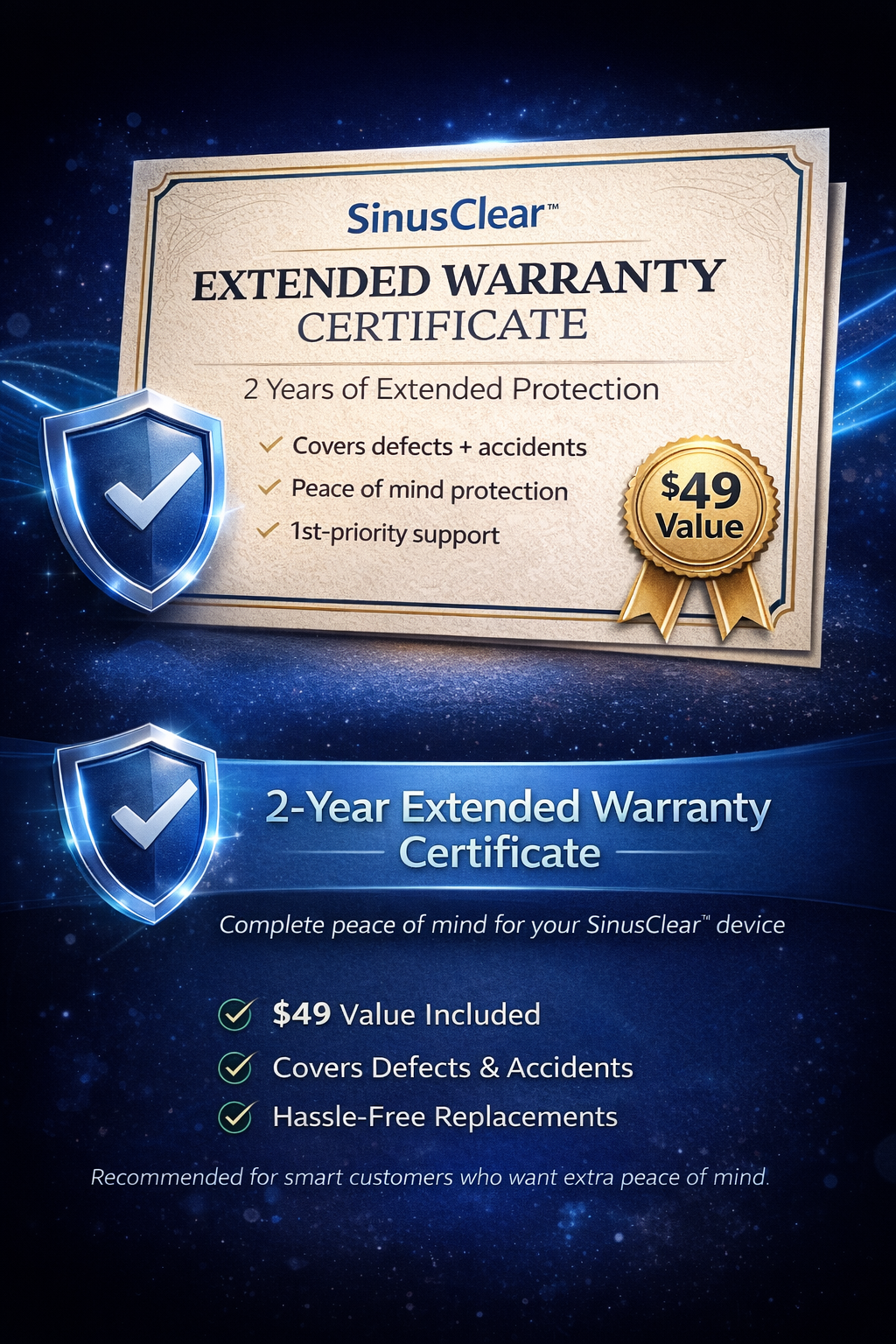 SinusClear™ Extended Warranty Certificate (2 Years)
